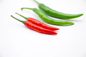 Fotobehang Chilies are on white background © thaninee