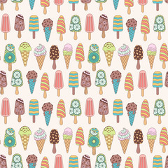 Seamless pattern of ice cream.