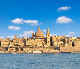 Fototapeta na wymiar The famous St.Paul's Cathedral in Valletta on a bright day