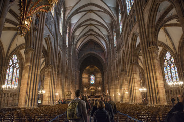 STRASBOURG, FRANCE - APRIL 1, 2017- Cathedral of Our Lady (Notre Dame) of Strasbourg in Alsace. The...