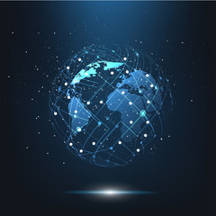 Obraz premium World map point, line, composition, representing the global, Global network connection,international meaning.