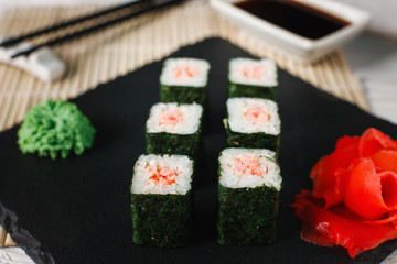 Sushi Rolls Maki Japanese Food Healthy National Seafood Concept