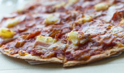 Pizza Ready to Eat shot with very thin depth of field
