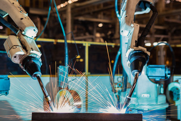 robot welding part in automotive industrial
