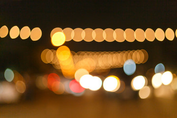 Beautiful Light Bokhe from LED bulb in festivel decoration.