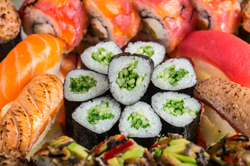 Sushi set close up