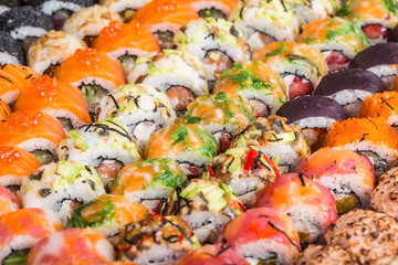 Obraz na płótnie Canvas Sushi rolls close up