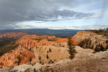 Bryce Canyon National Park - snow storm at sunset, Utah, United States of America 