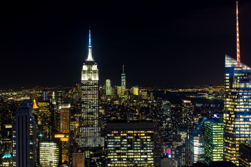 Fototapeta na wymiar New York City Night Skyline from Top fo The Rock, USA