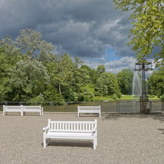 Three abandoned benches in the park