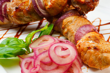 shish kebab on skewers