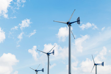 Wind Turbine on blue sky and cloud , Fuel and Power Generation