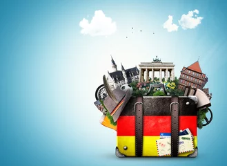 Cercles muraux Lieux européens Allemagne, repères allemands, voyage et valise rétro