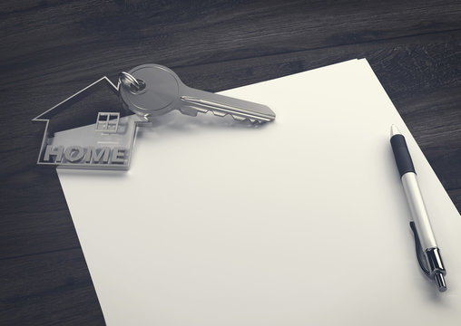 clear document with house key