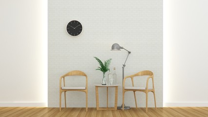 The interior living minimal and wall decoration in condominium - 3D Rendering 