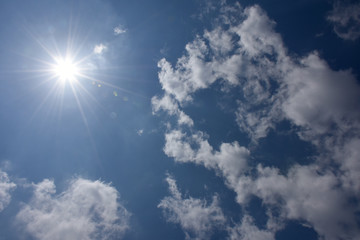 太陽と青空と雲（未来、可能性、紫外線などのイメージ）