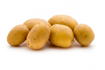 Raw potato isolated on white background.