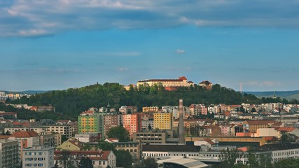 The city of Brno, Czech Republic-Europe. Top view of the city with monuments and roofs. Beautiful old castle - Spilberk