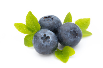 Fresh blueberries on a white background.