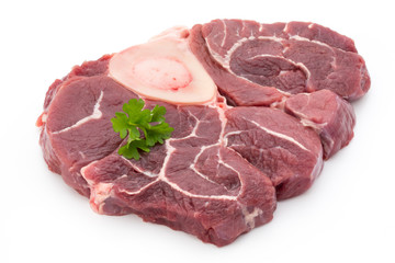 Veal steak isolated on the white background.