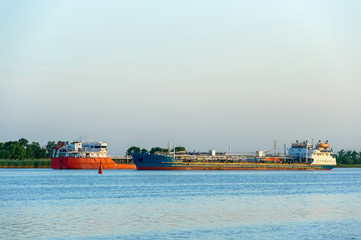 Fototapeta premium River barges on water