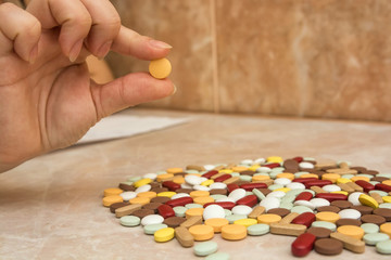 Fototapeta na wymiar Heap of various pills