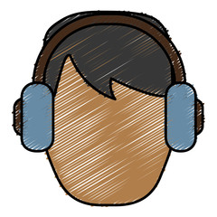 man with headphones icon over white background. vector illustration