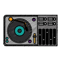 dj turntable icon over white background. colorful desing. vector illustration