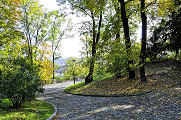 Small bend road from the top of the mountain