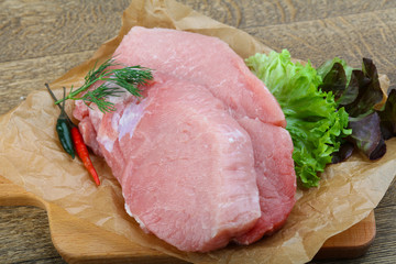 Raw pork steak