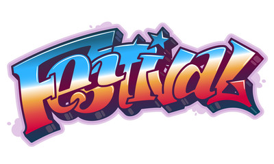 Festival word in graffiti style