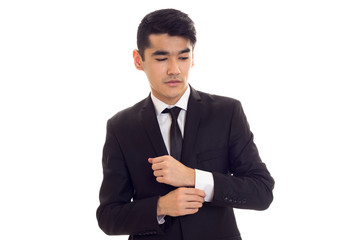 Young man in black tuxedo