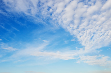 Beautiful blue sky with fluffy clouds.Texture natural