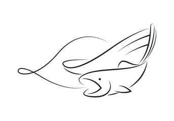 graphic fishing boat, vector