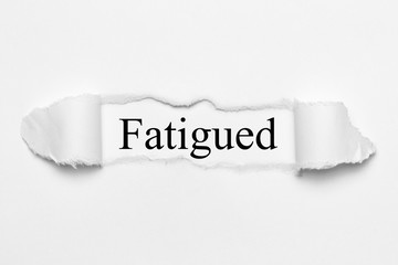 Fatigued on white torn paper