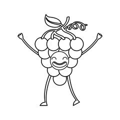grapes fresh fruit kawaii character vector illustration design