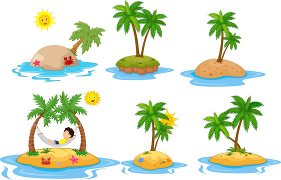 Cartoon tropical island  collection set