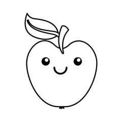 apple fresh fruit kawaii character vector illustration design