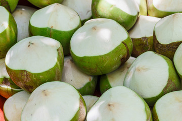 Fresh coconuts in the market