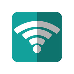 wifi sign icon over turquoise square and white background. vector illustration