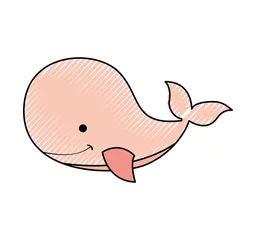 Foto auf Alu-Dibond cute whale tender icon vector illustration design © Gstudio