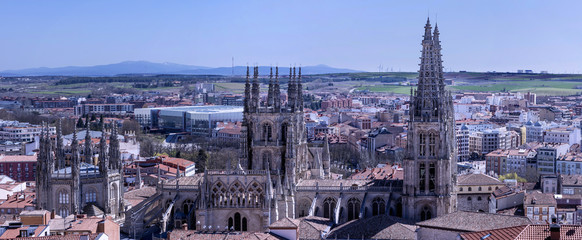 Panoramic view of the cathedral of Burgos, Spain.