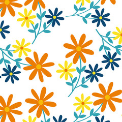 cute flowers pattern decorative icon vector illustration design