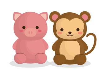 cute animals icon over white background. colorful design. vector illustration