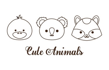 cute animals icon over white background. vector illustration