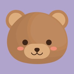 cute bear animal icon over purple background. colorful design. vector illustration