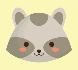 cute raccoon animal icon over yellow background. colorful design. vector illustration