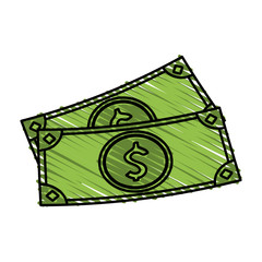 color crayon stripe set bills with currency dollar symbol vector illustration