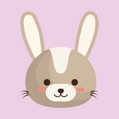 Fototapeta premium cute rabbit animal icon over purple background. colorful design. vector illustration