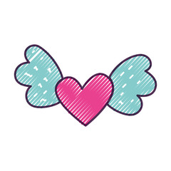 heart love with wings vector illustration design